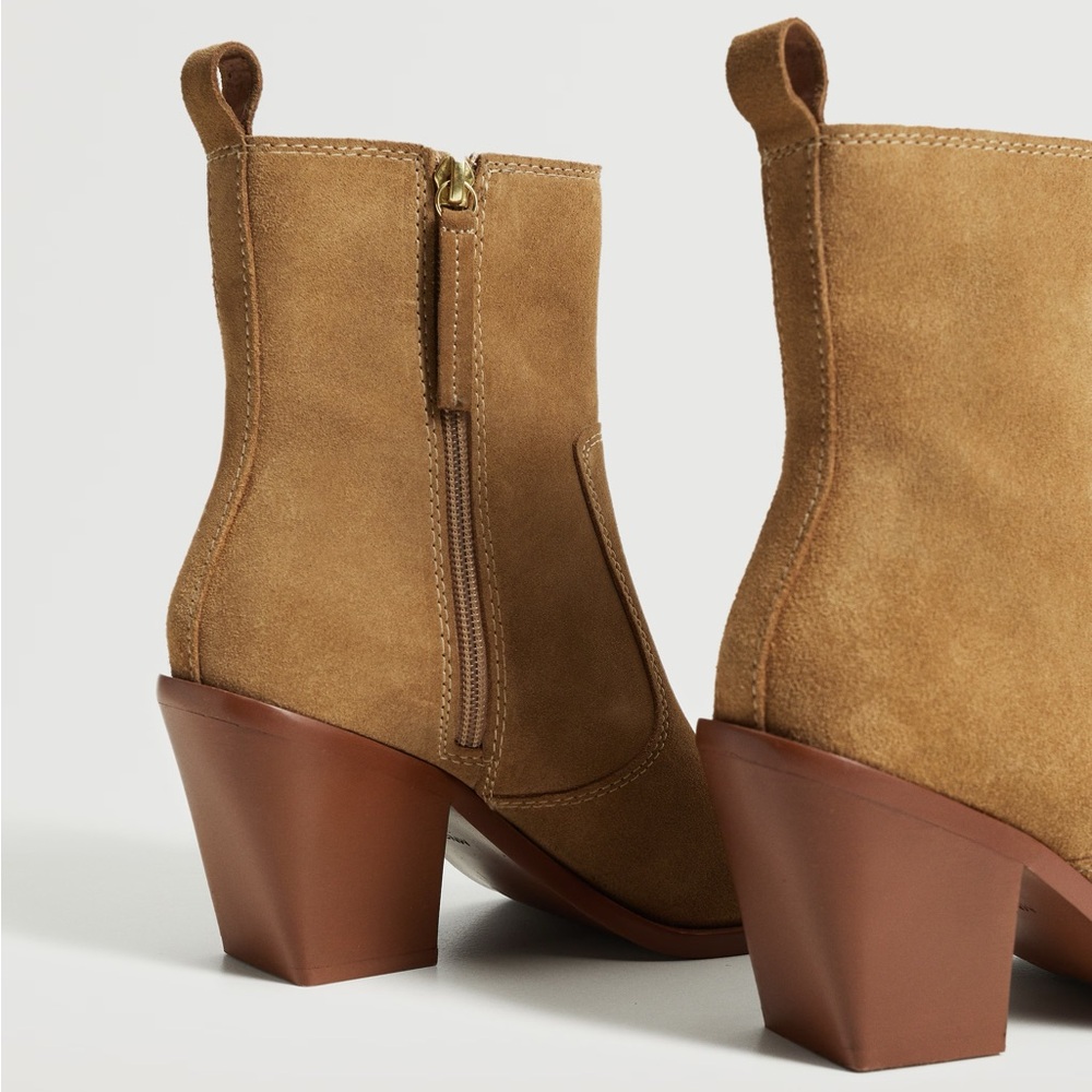 Mango Camel Suede Heeled Boots - Picture 2 of 6